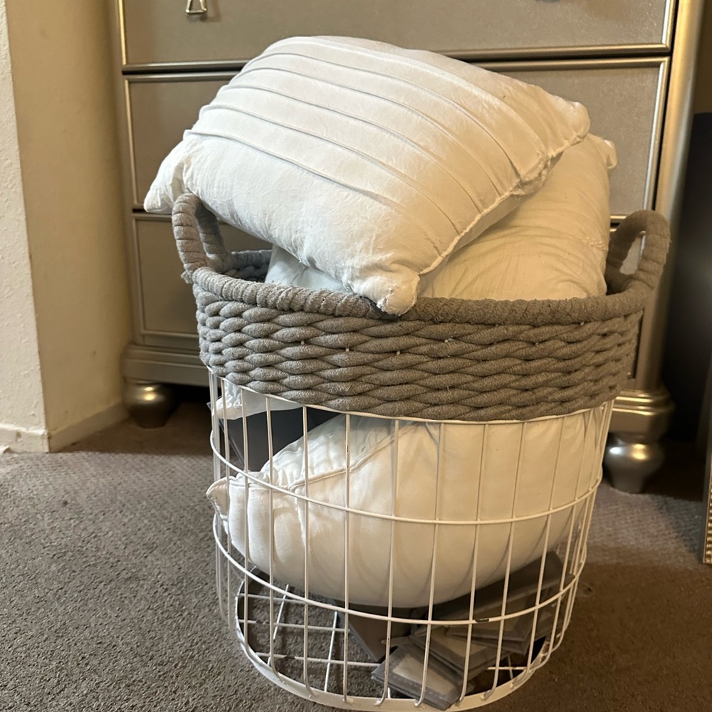 Basket for blankets and pillows
